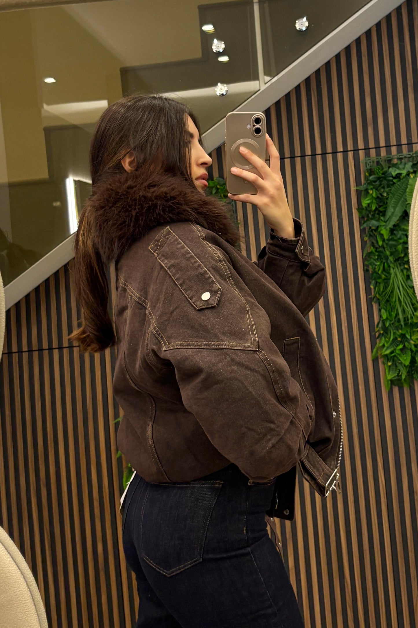 Giubbotto oversize con pelliccia