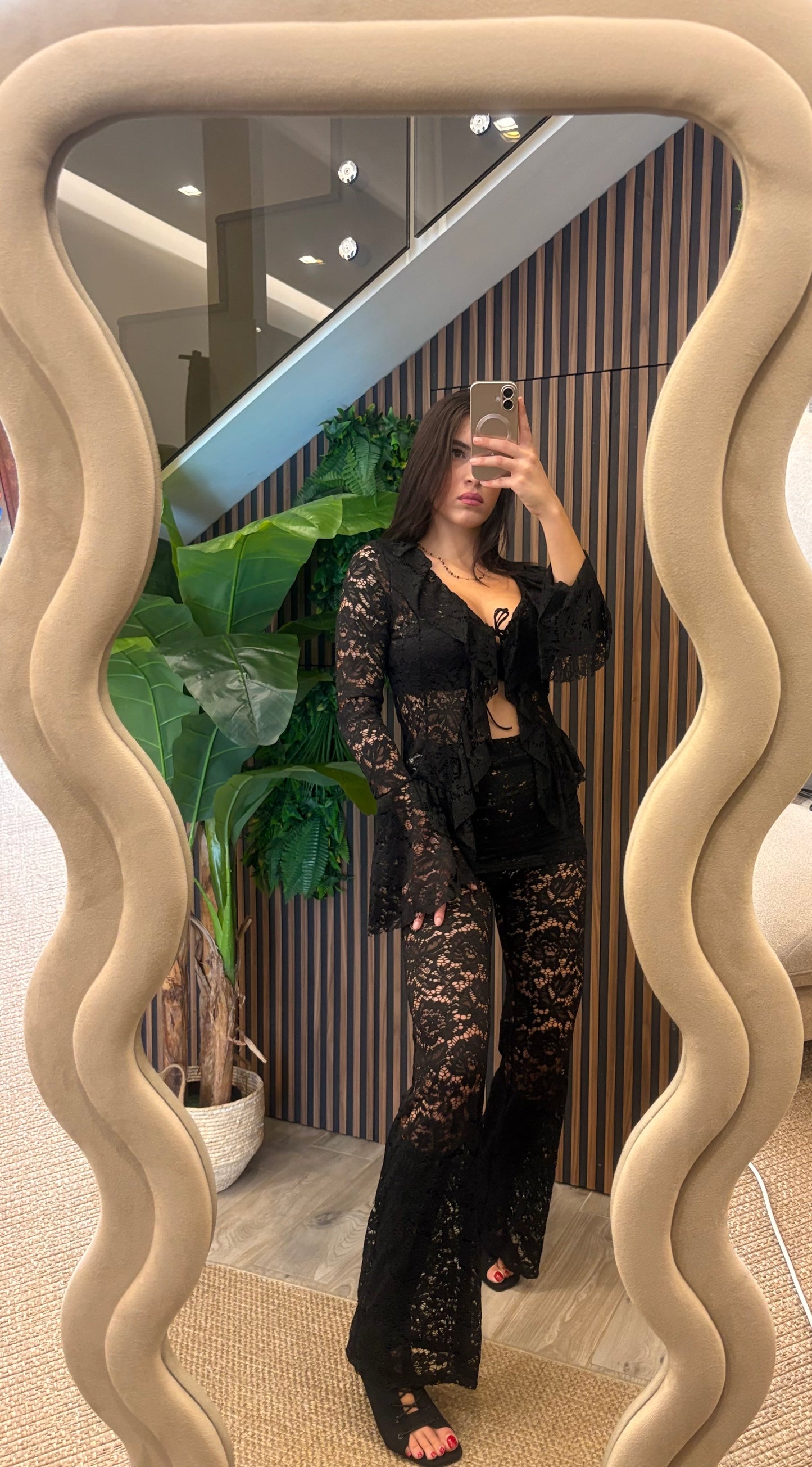 Completo “Black Lace Allure” – Set in Pizzo Nero Trasparente