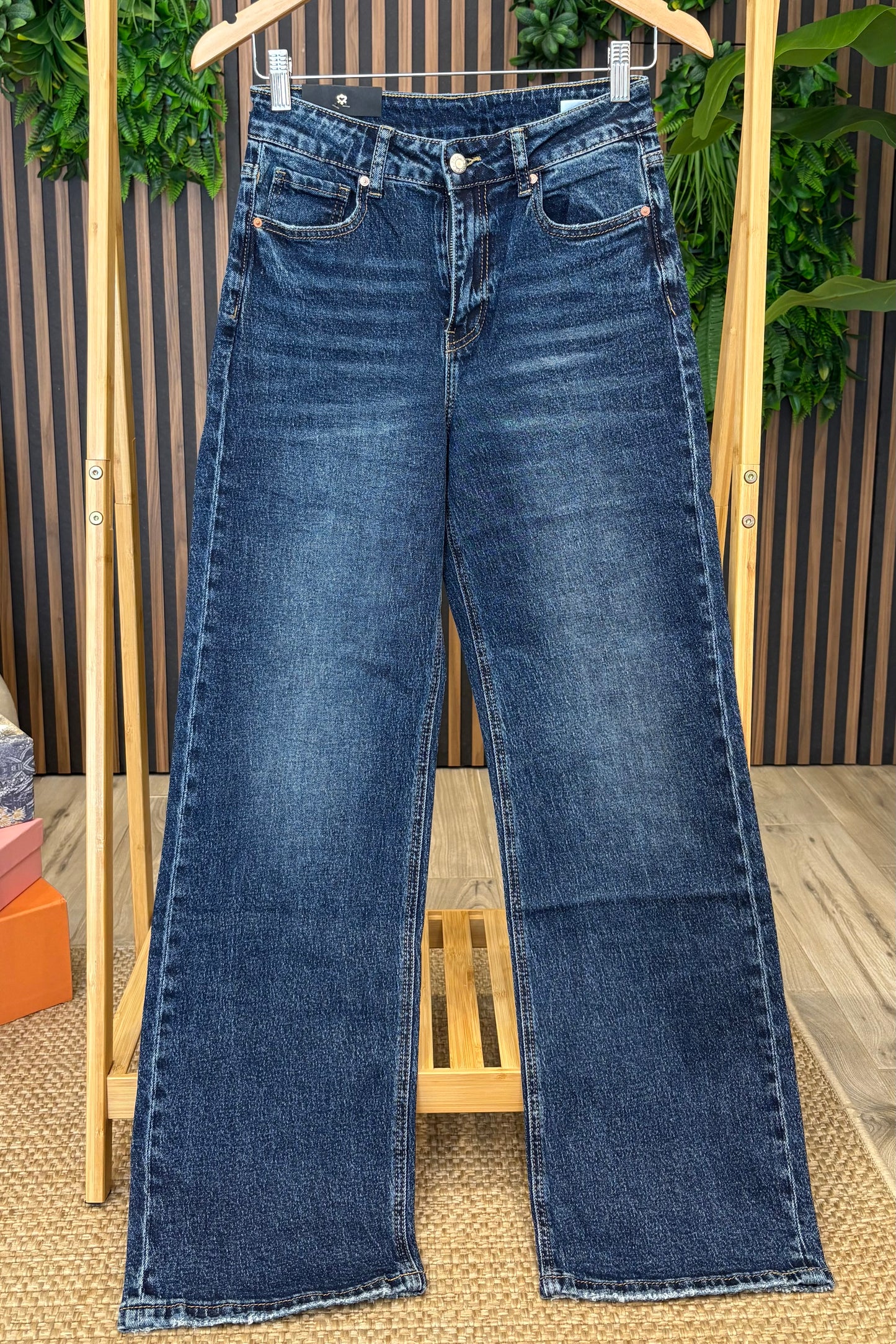 Jeans a Gamba Dritta Blu Denim