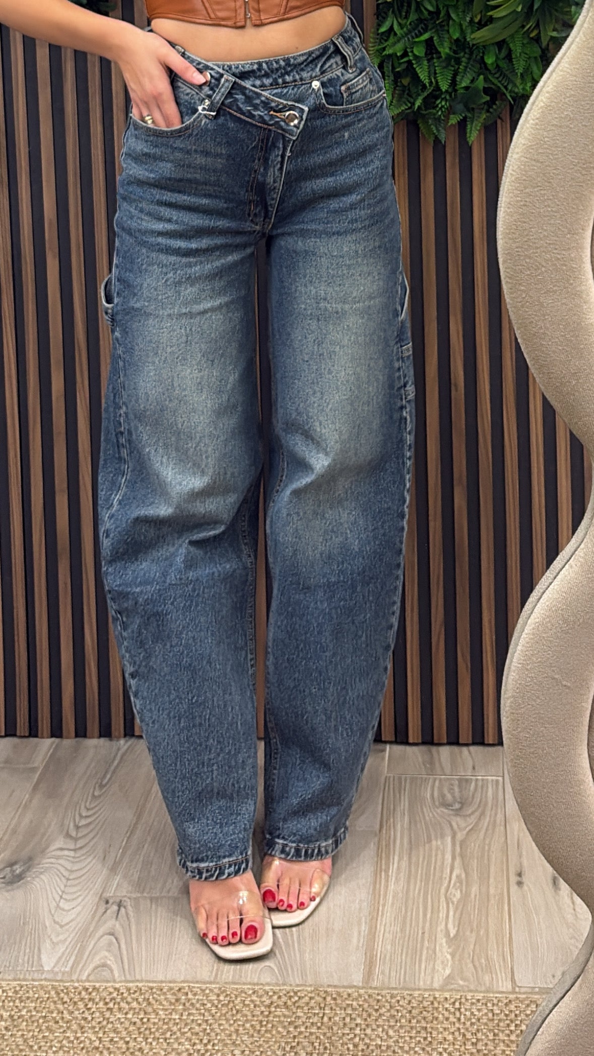 Jeans “Urban Belted” – Wide Leg a Vita Alta