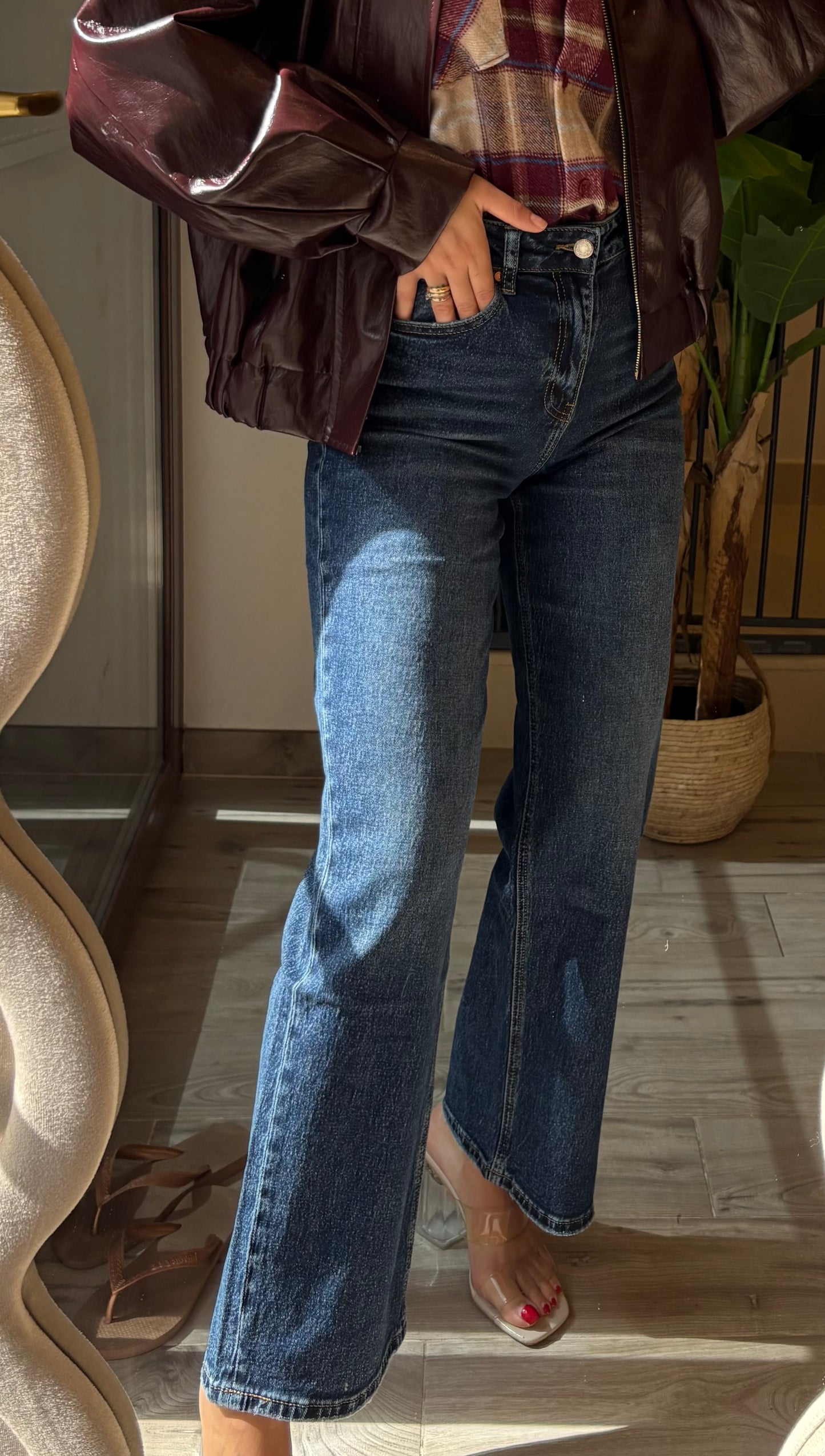 Jeans a Gamba Dritta Blu Denim