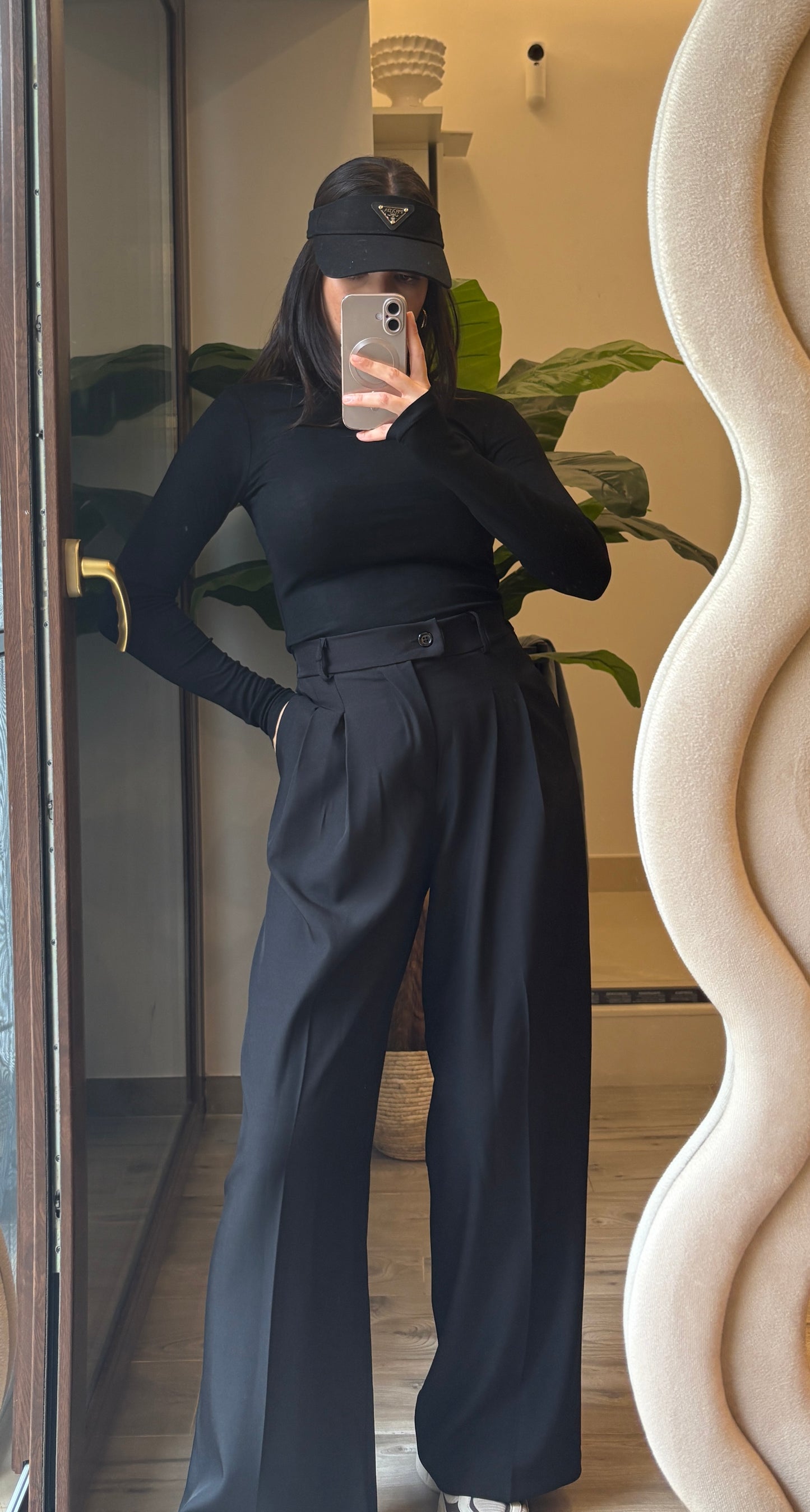 Pantalone palazzo a vita alta con pinces