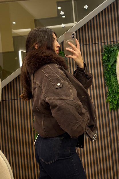 Giubbotto oversize con pelliccia