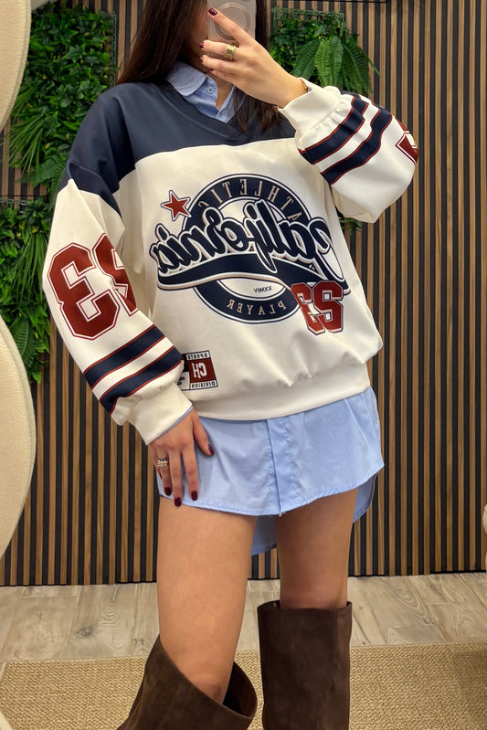 Felpa college “California” blu