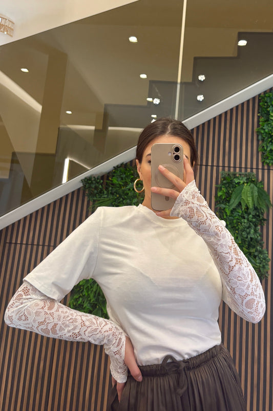Maglia basic con maniche in pizzo