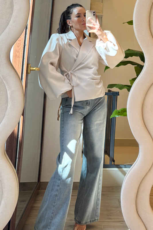 Blazer Wrap Cream – Minimal & Chic