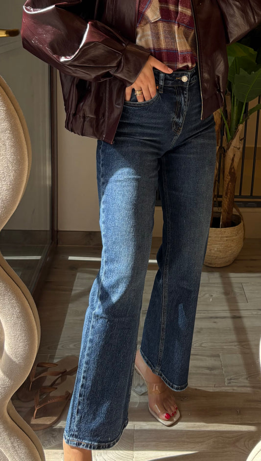 Jeans a Gamba Dritta Blu Denim