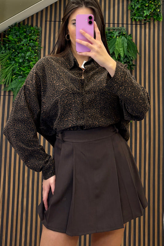 Camicia leopardata a costine