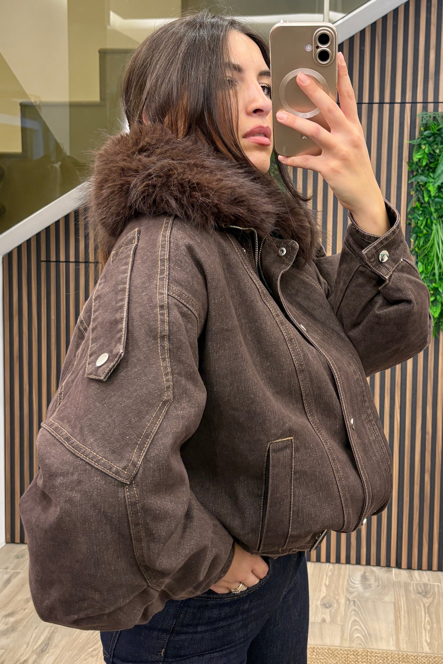 Giubbotto oversize con pelliccia
